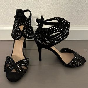 Women’s Sexy Black Jeweled Sandals - Size 8